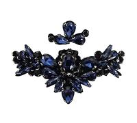 Handmade Rhinestone Beaded Rhinestones Bee Crown Patches Sew on Crystal Patch for Clothes Beaded Applique 1set (C)