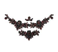 Handmade Rhinestone Beaded Rhinestones Bee Crown Patches Sew on Crystal Patch for Clothes Beaded Applique 1set (A)