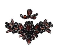 Handmade Rhinestone Beaded Rhinestones Bee Crown Patches Sew on Crystal Patch for Clothes Beaded Applique 1set (B)