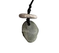 Handmade river stone pendant with adjustable rope, River stone necklace, gift for men and women,10184