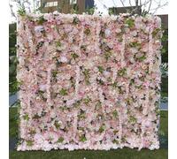 Handmade romantic 5D pink cloth bottom flower arrangement Large Artificial Flower Wall Backdrop Panels, Rose Wedding Backdrop 3D Floral Wall fabric flower wall for Party Bridal Wedding Background(1*1m