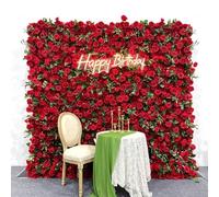 Handmade Romantic Artificial plant wall rose wall Large Artificial Flower Wall Backdrop Panels, Rose Wedding Backdrop 3D Floral Wall fabric flower wall for Party Bridal (One Color-1*1m/3.28*3.28FT