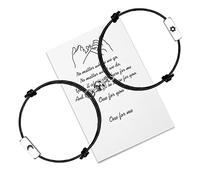 Handmade Rope Braided Magnetic Mutual Attraction Couple Matching Bracelets Sun and Moon Relationship Jewellery Gift for Her and Him (waxrope 2black)