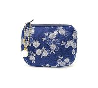 Handmade Rosary Pouch Women Coin Purse Silk Jewelry Bag Brocade Zipper Wallet, MidnightBlue, Multiple Pattern