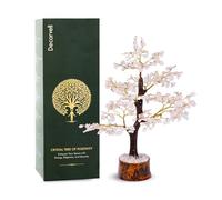 Handmade Rose Quartz Crystal Tree of Life for women, perfect for office decor. Symbolizing good luck, money, positivity, and healing, this bonsai tree aids meditation and spiritual growth.