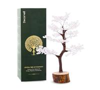 Handmade Rose Quartz Crystal Tree of Life for women, perfect for office decor. Symbolizing good luck, money, positivity, and healing, this bonsai tree aids meditation and spiritual growth.