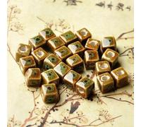 Handmade Round PorcelainSpacer Beads， Square Cube Porcelain Bead 8mm Multicolor 50 pcs for Jewelry Making Necklaces Bracelets(Little Sifang Green)