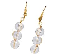 Handmade Round Stone Drop Earrings With Twisted Metallic Thread Comfortable All Day Jewelry Ear Accessories Women's Fashion Stone & Gold Earrings