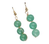 Handmade Round Stone Drop Earrings With Twisted Metallic Thread Comfortable All Day Jewelry Ear Accessories Natural Stone Dangle Jewelry