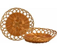 Handmade Round Woven Plastic Basket Tray 30cm (2 Trays)