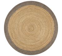 Handmade Rug Jute with Grey Border 120 cm Berkfield Home Grey 100cm diameter