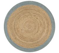 Handmade Rug Jute with Olive Green Border 120 cm Berkfield Home Green 100cm diameter