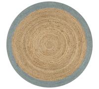 Handmade Rug Jute with Olive Green Border 150 cm Berkfield Home Green 100cm diameter