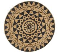 Handmade Rug Jute with White Print Floor Carpet Area Rug Floor Mat vidaXL