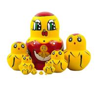 Handmade Russian Nesting Dolls 10Pcs Wood Matryoshka Folk Arts Figurine Cartoon Duck Theme Collectible Nesting Dolls Set