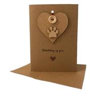 Handmade Rustic Loss of Dog Condolence/Sympathy Card - Dogs Leave Pawprints on our Hearts - With Hanging Heart to Keep