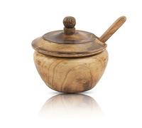 Handmade Rustic Wooden Sugar Bowl & Spoon With Lid Wide Mouth Candy Treat Jar Spice Jar Holder Condiment Nuts Serving Bowl Pot Salt Spice Herb Loose Leaf Tea Storage Container Novelty Home & Kitchen