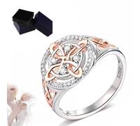Handmade S925 Witch's Return-Knot Protection Ring, Protect Your Loved Ones,Silver Knot Design with Rose-Gold Detail (Size 7)
