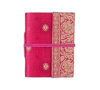 Handmade Sari Notebook | Mini 8 x 10.5cm | Cerise Pink | Unlined Recycled Paper | Pocket Notebook and Diary | Indian Stationery Gift