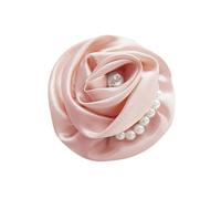 Handmade Satin Rose Brooch for Women 3.3in Floral Corsage with Pearl Crystal Elegant Wedding Boutonniere Vintage Party Pin Bridal Dance Ceremony Jewelry Luxury Fabric Flower Dress Accessory, 1, Metal