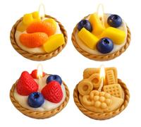 Handmade Scented Dessert Candles - Aroma Fruit Tart Beeswax Candles, Cute Birthday Gift & Home Decorative Food Fragrance Candle - Set of 4