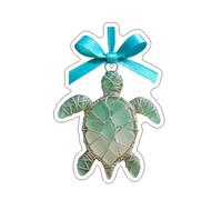 Handmade Sea Glass Ocean Ornament,2D Coastal Christmas Tree Hanging Decor,Hand Silver Wire Wrapped Sea Glass Christmas Decor,S-ea Turtle Octopus Seahorse Fish Beach DecorGifts for Home,Beach Lovers