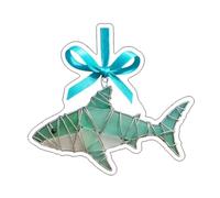 Handmade Sea Glass Ocean Ornament,2D Coastal Christmas Tree Hanging Decor,Hand Silver Wire Wrapped Sea Glass Christmas Decor,S-ea Turtle Octopus Seahorse Fish Beach DecorGifts for Home,Beach Lovers