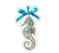 Handmade Sea Glass Ocean Ornament,2D Coastal Christmas Tree Hanging Decor,Hand Silver Wire Wrapped Sea Glass Christmas Decor,S-ea Turtle Octopus Seahorse Fish Beach DecorGifts for Home,Beach Lovers