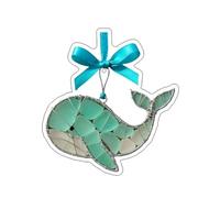 Handmade Sea Glass Ocean Ornament,2D Coastal Christmas Tree Hanging Decor,Hand Silver Wire Wrapped Sea Glass Christmas Decor,S-ea Turtle Octopus Seahorse Fish Beach DecorGifts for Home,Beach Lovers