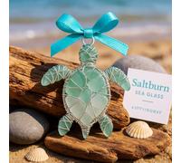 Handmade Sea Glass Ocean Ornament, Ocean-Inspired Memorial Hanging Decoration, Coastal Christmas Tree Hanging Decor, Unique Gift for Beach Lovers (#F)