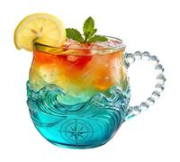 Handmade Sea Glass Wave Mug - 14oz Hand-Blown Glassware,Household Drink Mugs | for Juice Milk Study Living Room Teachers Students Office Restaurant Kitchen Hotel Birthday Artists