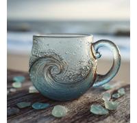 Handmade Sea Glass Wave Mug, Ocean Wave GlassMug, Handmade Resin WaveMug, Unique Sea-Inspired Drinking Vessel for Coffee and Drinks, Artistic WaveDesign for Ocean Lovers (#A Glass)