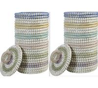 Handmade Seagrass Toilet Roll Holder & Storage Basket (Multi Color, 2-Piece Set)