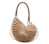 Handmade Seashell Bag Crochet Woven Purse Tote for Women Beach Holiday | Handmade crochet, seashell shape, soft knitted fabric, detachable strap, beach holiday, casual style, spacious interior