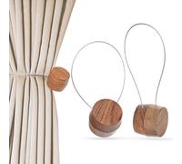 Handmade Set of 2 Wood Curtain Tiebacks - Magnetic Curtain Holders for Window, Wall Drapes - Curtain Holdbacks for Aesthetic décor in Home or Cottage (2 Pack)
