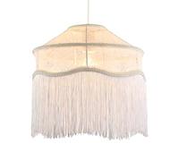 Happy Homewares Chic White Lace Fabric Victorian Style Pendant Light Shade With Trims