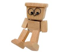 Handmade Shaking Wooden Man Figurine with Magnetic Expressions, Kinetic Dashboard & Desktop Decoration for Car Office Home, Fun Moving Limbs Wooden Doll Ornament (M)