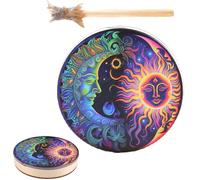 Handmade Shaman Drum Handcrafted Wooden Frame, Retro Color