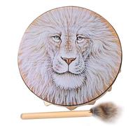 Handmade Shaman Drum - Shaman Hand Drum | 25cm Shamanic Drum | Lion Totem Frame Drum With Mallet | Handcrafted Shamanic Drum | Siberian Drum Spiritual Instrument For Spiritual Music Reflection