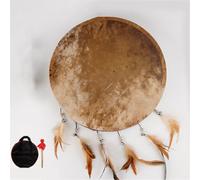 Handmade Shaman Drum with Buffalo Hide, 16/18/20 Inch Native American Ritual Frame Drum for Ceremonies, Spiritual Music, Adult Hand Drum (Original Color Model 40cm)