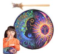 Handmade Shaman Drum - Wooden Meditation Drum | Spiritual Drums with Wand, Ritual Drum with Sturdy Vintage Finish, Decorative Design Spiritual Drum, Wood for the