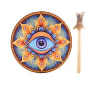 Handmade Shaman Drum - Wooden Shamanic Hand Drum with Drumstick, Traditional Percussion Instrument | Sound Healing Drum, Meditation Drum, Spiritual Ritual Drum, Decorative Hand Drum for Yoga