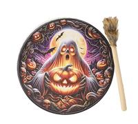 Handmade Shamanic Drum,Hand Drum Meditation Native Instruments - Sound Healer Shamanic Drums, 10 Inch Spiritual Instrument Halloween Drum, Pumpkin Ghost Halloween Decorations