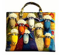 Handmade Sheep Heaven Quilted Tote Bag - Original Patchwork Boho Shoulder Bag for Daily & Travel (High Bag(13x16inch),B)
