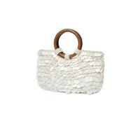 Handmade Shell Beach Bag for Women, Pearl Beaded Sequin Clutch Purse with Removable Chain, Summer Beach Tote Bag for Wedding Party Vacation