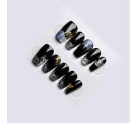 Handmade Short Coffin On Nails - Reusable False Nails with Full Application Kit | 10pcs Artisan-Crafted for Daily Wear(RGSC5296,M)