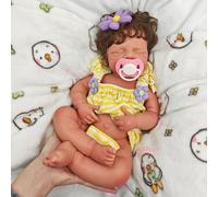 Handmade Silicone Baby Doll with Opened Mouth & Rooted Hair,47cm Realistic Reborn Dolls with Eyelashes for Xmas Gift (Girl)