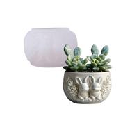 Handmade Silicone Mold for Holiday Gifts Rabbits Embossed Planter Jewelry Making Art Supplies Resin Cement Crafting with Clear Detail Relief Carving Flowerpot Mold