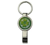 Handmade Silver Plated - Shamrock & 4 Leaf Clover Inspired Bottle Opener Keyring - Boxed Gift