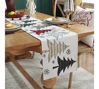 Handmade Simple Christmas Table Runner - Green Thick Linen Cotton 100% Linen Dining/Tea Tablecloth, 3 Colors